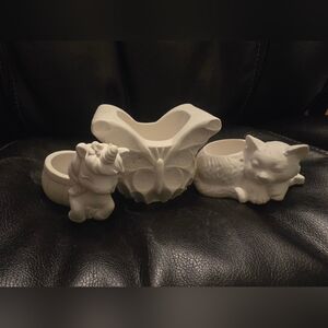 Lot Of 3 Planters For DIY Painting Unicorn, Butterfly & Cat Arts & Crafts